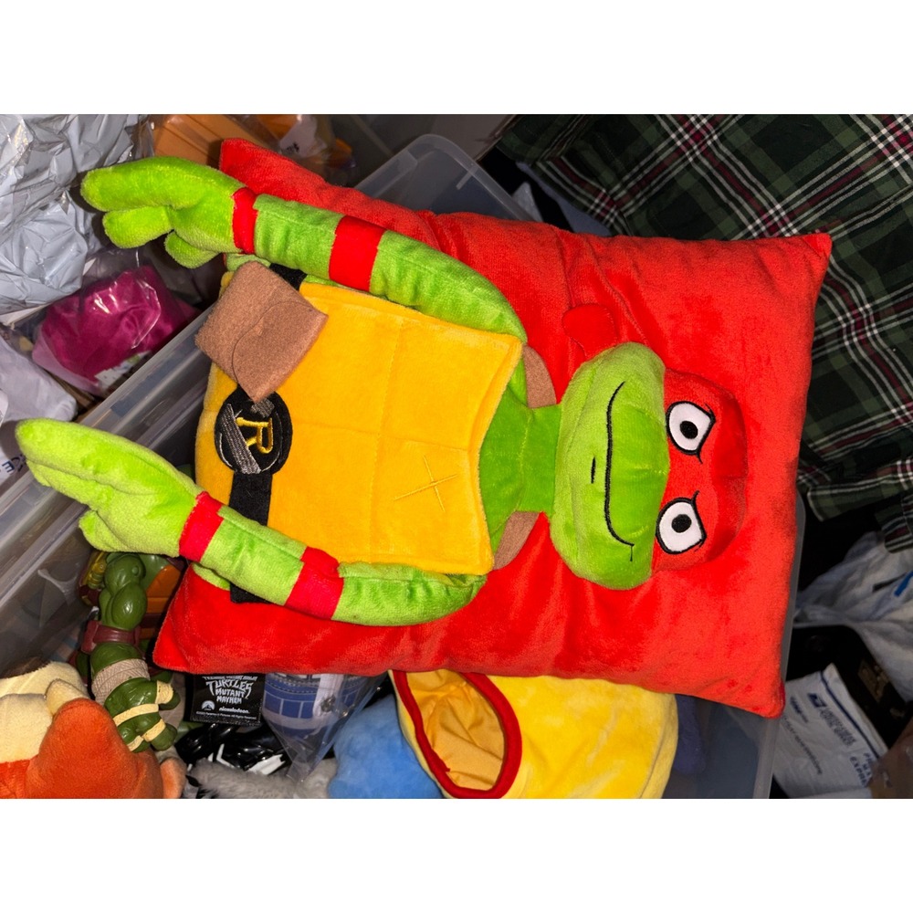 TMNT Raphael Mutant Mayhem Plush Pillow & 2012 Leonardo Action Figure Bundle